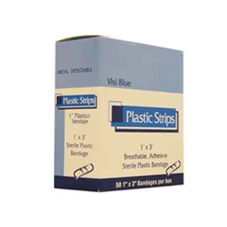  Plastic Hi-Vis Blue Metal Detectable 1" x 3" 50/Box
