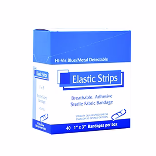 Elastic Hi-Vis Blue Metal Detectable Bandage 1" x 3" 40/Box