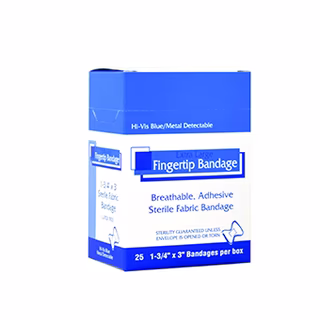 XL Fingertip Hi-Vis Blue Metal Detectable Bandage 25/Box