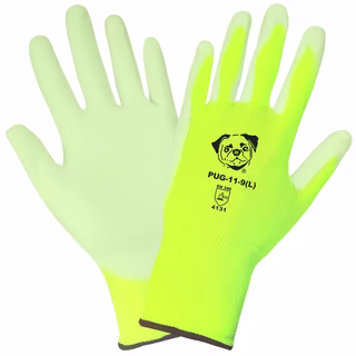 HiViz Yellow Polyurethane Coated Hi-Viz Cut, Abrasion, and Puncture Resistant Glove