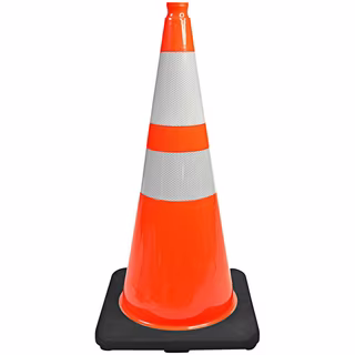 DW Series Traffic Cones 28" Orange with Reflective Collars